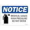 Signmission Sign, 7" H, 10" W, Rigid Plastic, NOTICE Medical Gases High Pressure Sign With Symbol, Landscape OS-NS-P-710-L-15953 - alternate 1